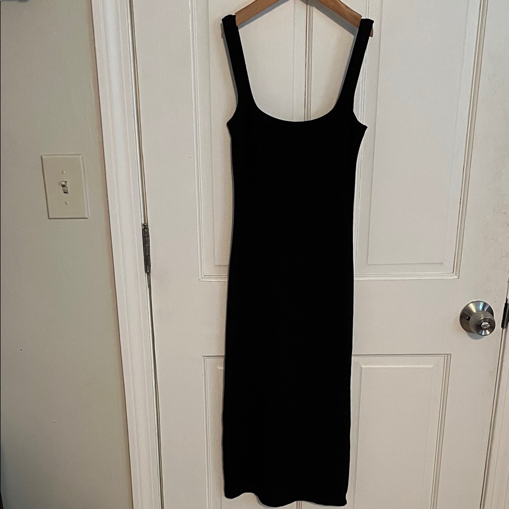 Vintage American Apparel Ponte Black Midi Dress Size Small